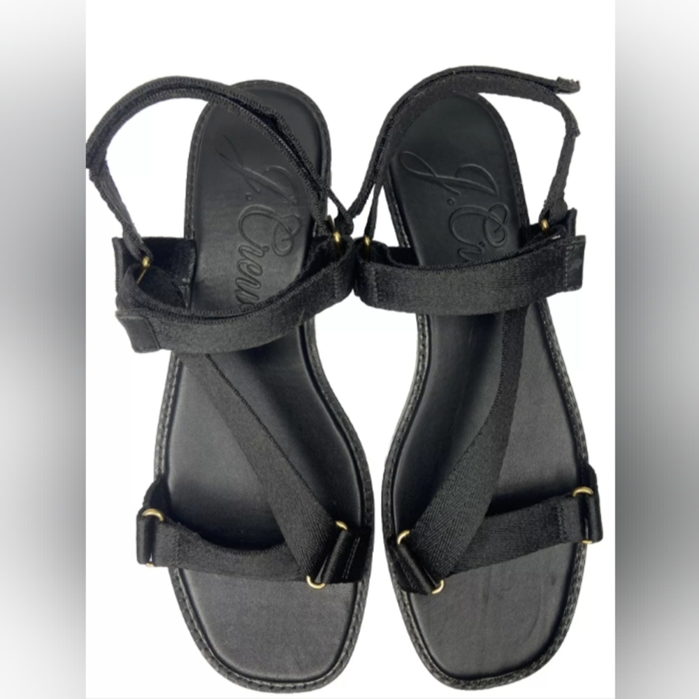 J Crew Sporty Canvas Sandals Sz 9.5 Black